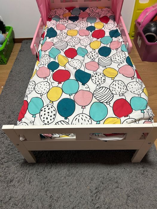 Cama criança Ikea Kritter +estrado + colchão + duas barras de proteção