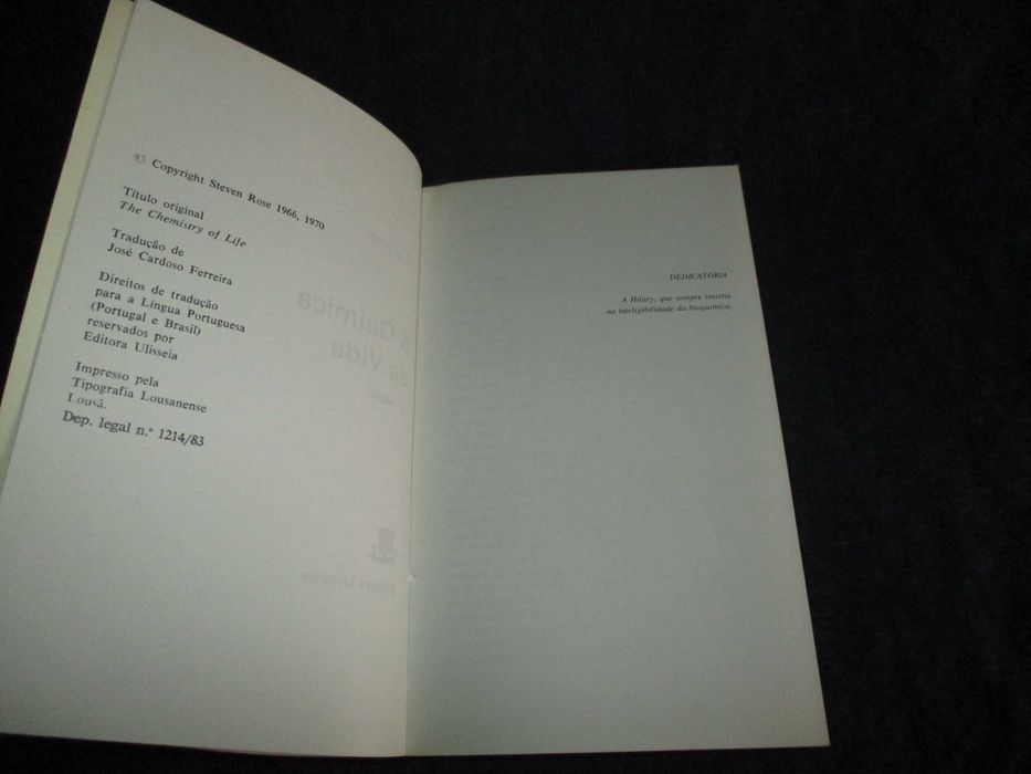 Livro A Química da Vida Steven Rose