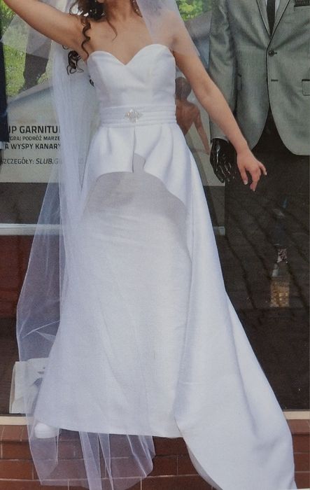 Suknia ślubna rybka r.34 Sposabella,baskinka