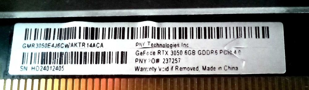 Placa Gráfica PNY GeForce RTX 3050 6Gb