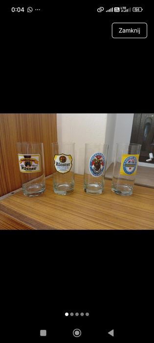 Wysokie szklanki, kufle z logami firm piwowarskich vintage