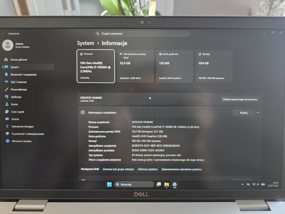 Laptop Dell Latitude 5521 i7-11850h Win 11 pro