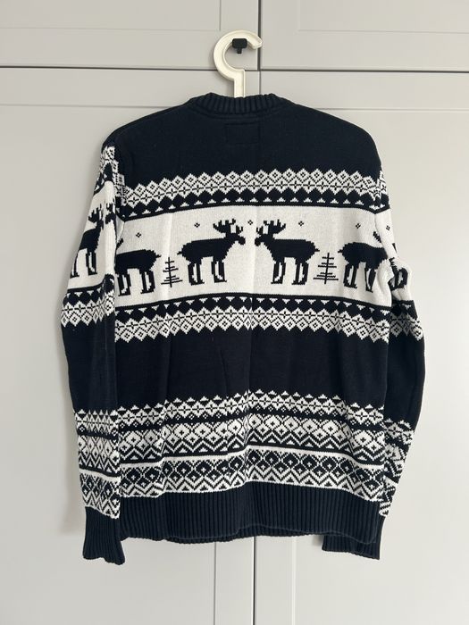 Świąteczny sweter Reserved granatowy biały górski męski damski gruby zimowy we wzory