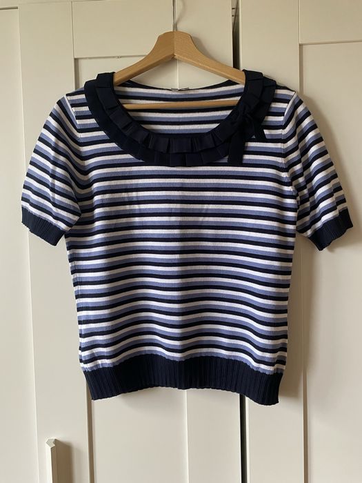 Sweter w paski wiskoza CC Petite kokarda marynarski M