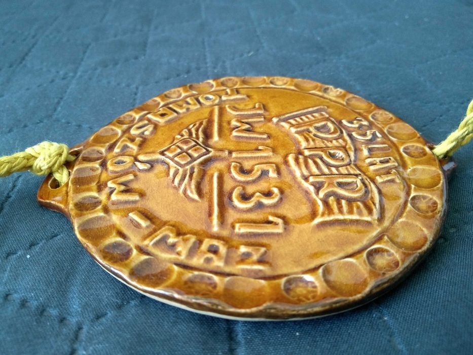 Zawieszka ceramiczna ozdoba rocznicowa 35 PPR. Pamiątka PRL