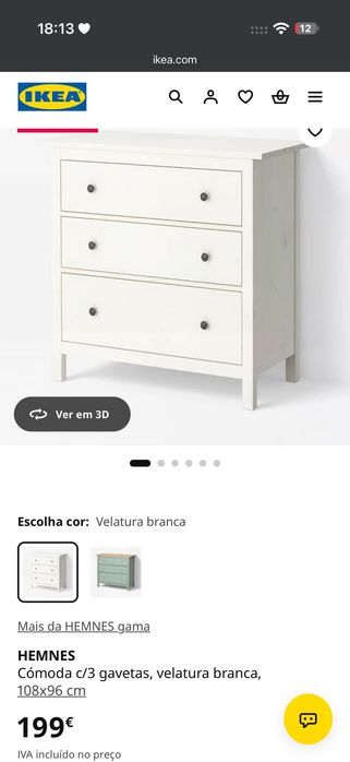 Vendo 2 cómodas brancas IKEA HEMNES – 3 gavetas