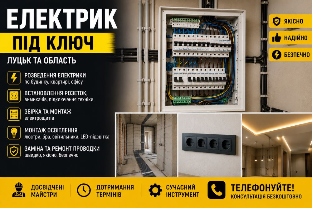 Електрик під ключ | Розведення електрики | Луцьк та область