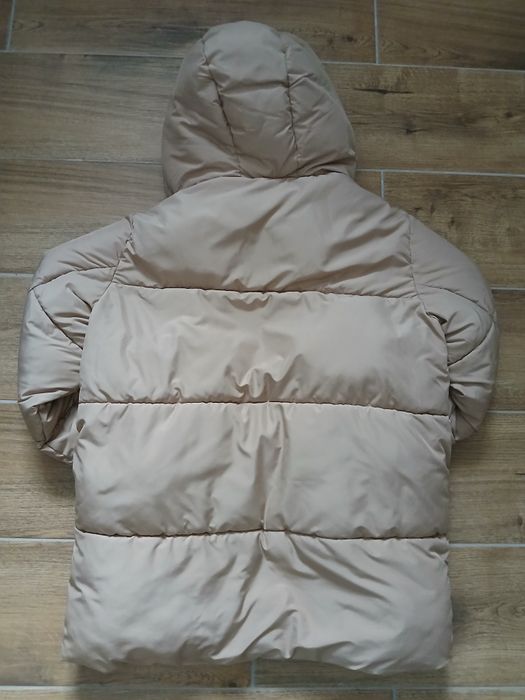 Kurtka zimowa beżowa z kapturem, Zara, r. 140
