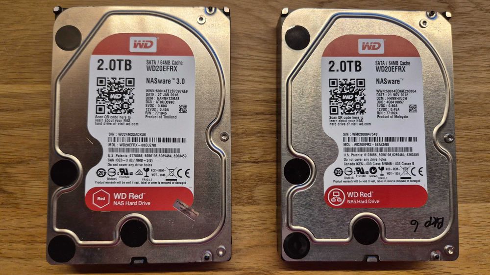 2x WD Red 2TB WD20EFRX CMR 3.5" sata nas smart ok