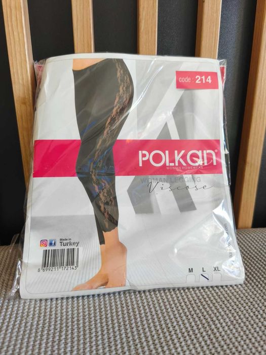 Nowe legginsy damskie z koronką rozmiar L czarne