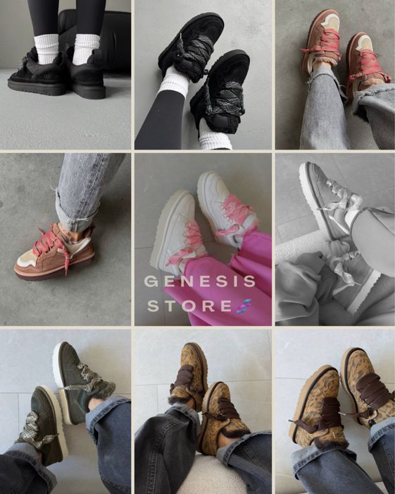 Уггi UGG Lowmel Sneakers Хутро Brown/Grey/White/Pink/Black 36-45р