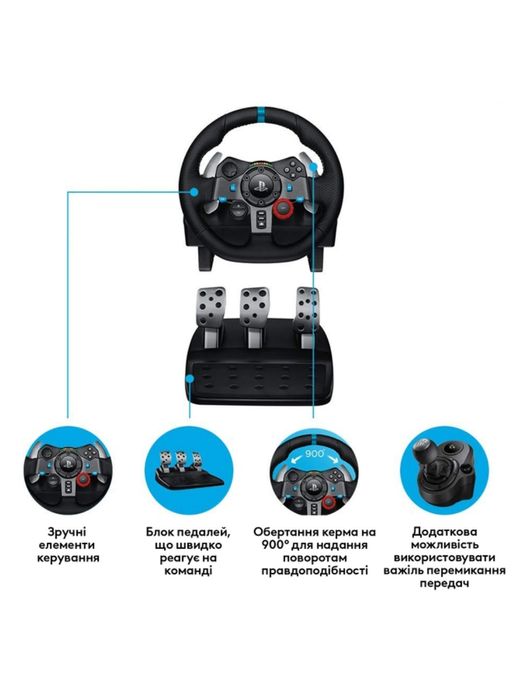 Ігровий руль Logitech G29 Driving Force PC/PS3/PS4/PS5 Black