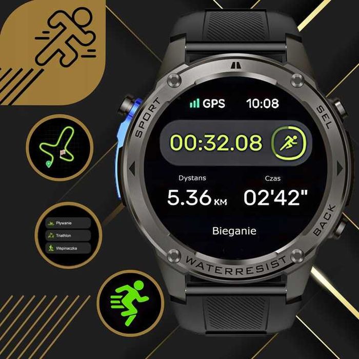 SMARTWATCH Męski Zegarek Rozmowy GPS wodoodporny NOWY