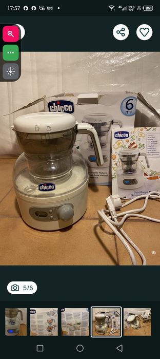 Máquina Chicco para fazer e aquecer  para de bebé+ de seis meses