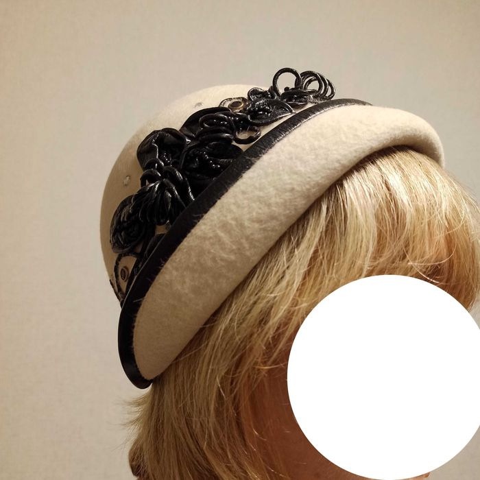 Фетрова шляпа, білий капелюх с чорним візерунком