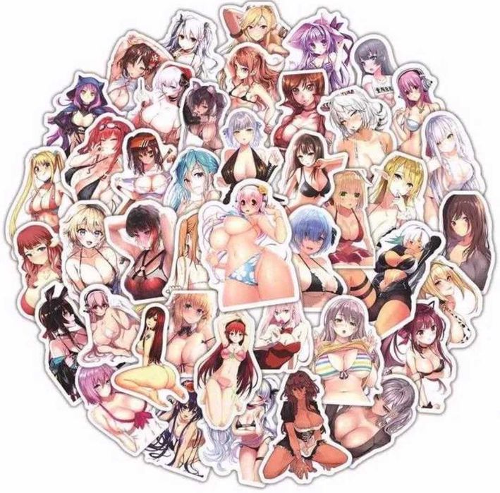 Наклейки стикеры сексуальные девушки красотки аниме хентай манга 50шт.