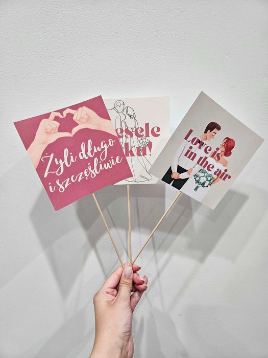 Zestaw rekwizytów tabliczek do zdjęć | Ślub | Wesele | różowe