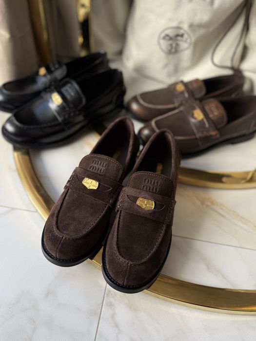 Mokasyny Miu Miu Brown Suede