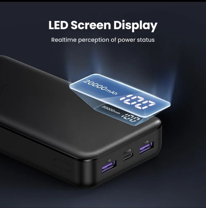 UGREEN Power Bank 20000mAh PD 22.5W с быстрой зарядкой.