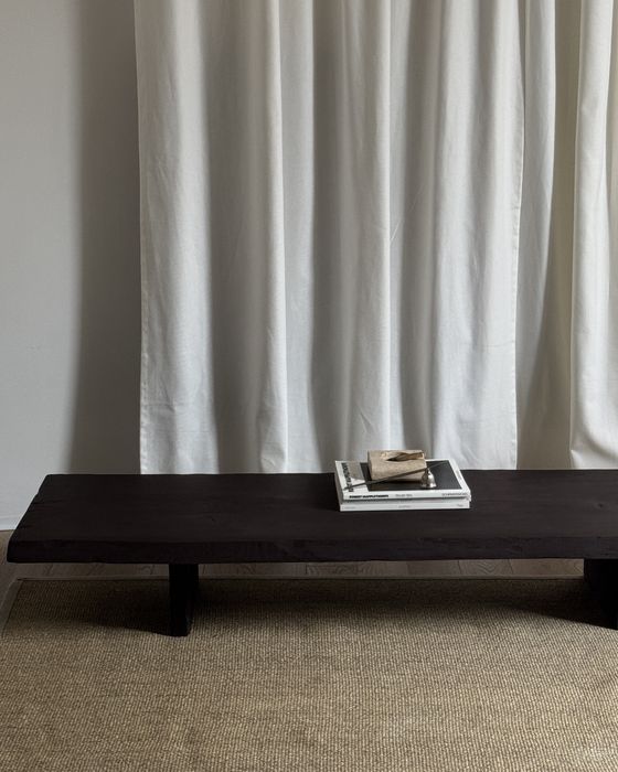 Dębowy stolik kawowy solid oak coffee table ciemny brąz rustykalny