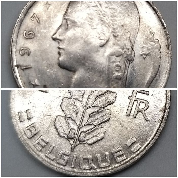 Moeda de 1 franco belga.