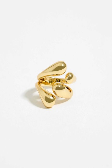 золотиста  каблучка Bymba y Lola  у формі квітки   Gold flower ring Bymba y Lola