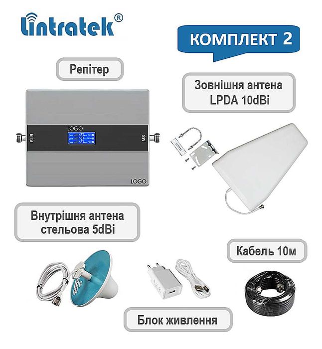 Репитер Lintratek Усилитель сигнала мобильной связи и интернета 4G LTE