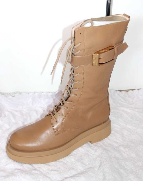 hogl skóra skórzane kozaki botki trekkingowe 39 40 bezowe camel