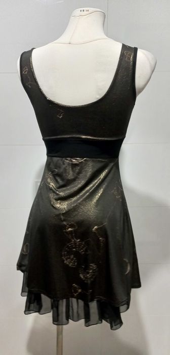 Czarno-złota błyszcząca sukienka na ramiączkach