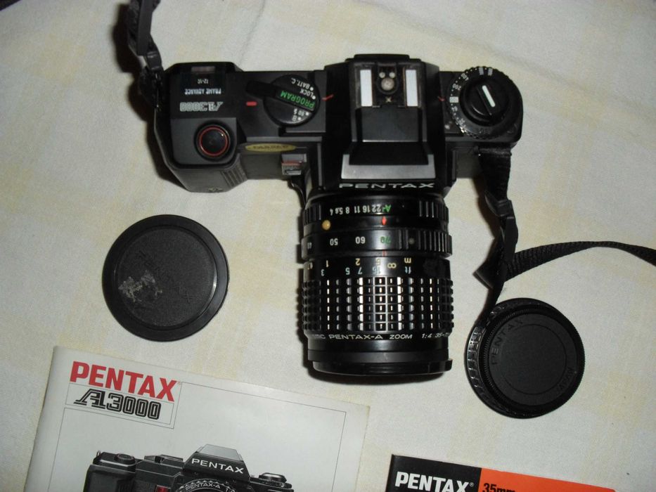 Maquina fotográfica reflex, PENTAX A3000, todo o lote