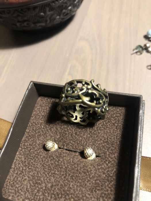 Kolczyki kulki kolor złota miedzi