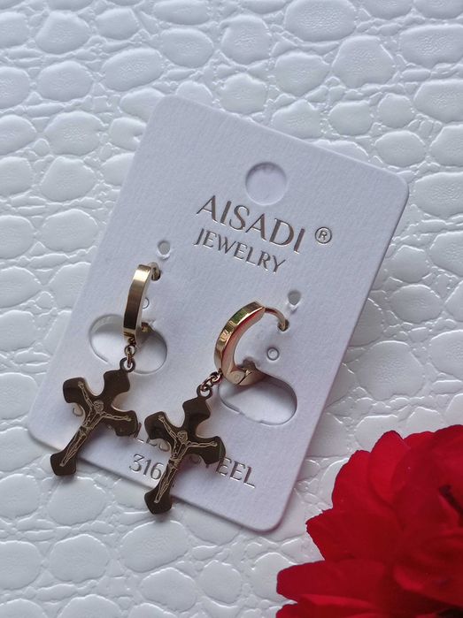 Kolczyki Aisadi Stal Chirurgiczna Nierdzewna Krzyżyki