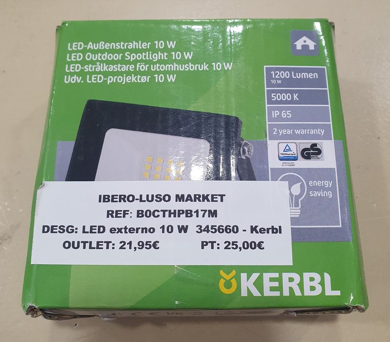 Led externo 10W 5000K IP 65 -KERBL
