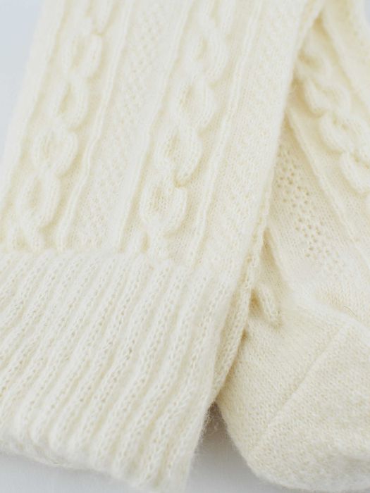 Skarpety damskie wełniane cienkie ciepłe ecru 36/41 warkocz.