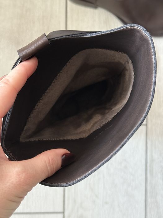 Шоколадні сапоги труби натуральна шкіра чоботи коричневі