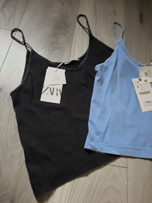 Zestaw topów basic zara bluzka crop top podkoszulka XS S 34 36