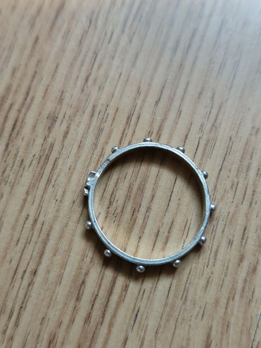 Srebrny Różaniec Na Palec Obrączka Srebrna Pierścionek PRL Vintage