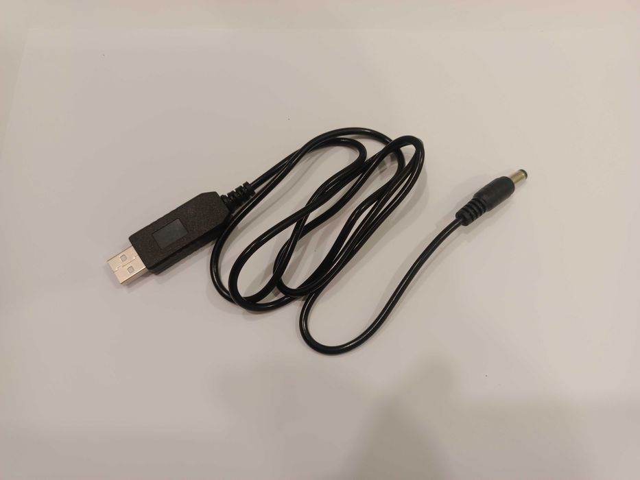 Кабель -преобразователь повышающий DC5-DC12V, USB -штекер 5.5x2,1mm.