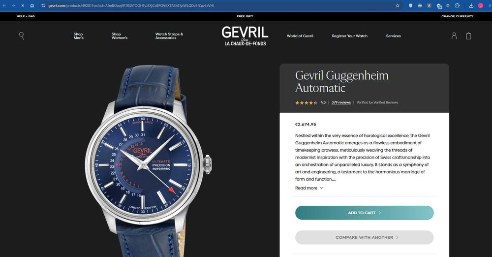 Relógio masculino Gevril Guggenheim Swiss Automatic