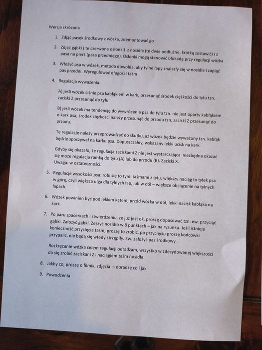 Wózek inwalidzki dla pieska.