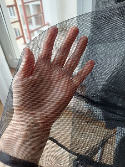 Materiał tiul czarny, 160x255cm, nowy