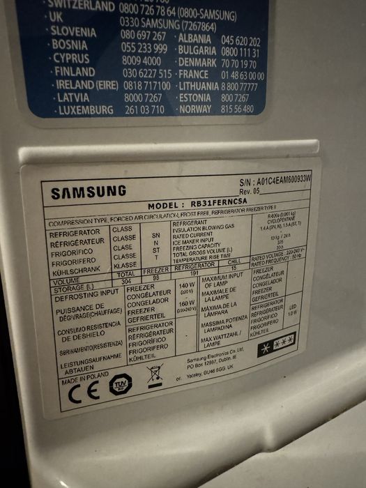 Lodówka Samsung rb31ferncsa 185cm