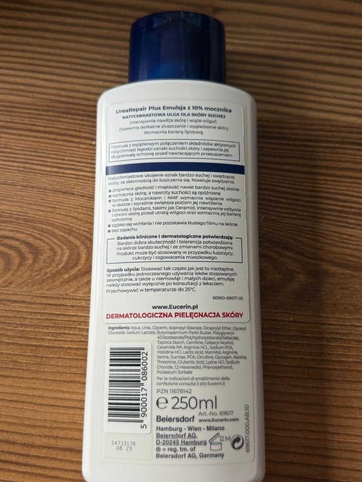 Eucerin 250 ml skora sucha emulsja 10% mocznika Urea Repair