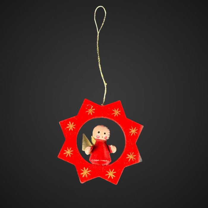 Mały drewniany aniołek bombka ozdoba choinkowa PRL B41/10159