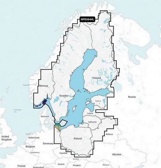 Mapa Navionics Platinum 644L Polska, Bałtyk, Skandynawia - cieniowana