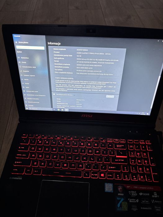 Laptop MSI Leopard Pro i7/16GB/GTX1050Ti/SSD