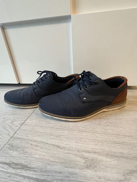 Buty chłopięce, męskie trzewiki granatowo brązowe 42. Okazja !