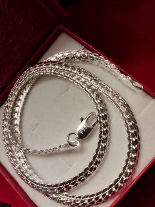 Łańcuszek szeroki naszyjnik posrebrzany 925p nowy