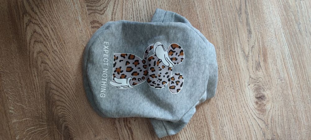 Nowa Bluza dla psa, kolor szary, nadruk z myszką Mickey w panterke