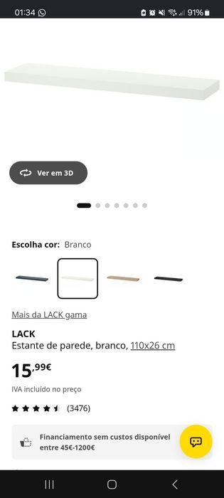 Três estantes, duas brancas e uma preta